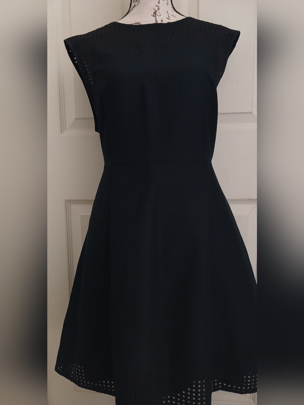 J. Crew Black Eyelet Fit-and-Flare Mini Dress